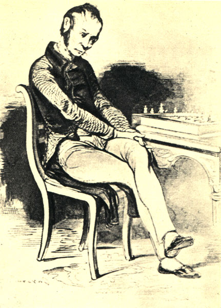 'Трудный эндшпиль'. Французская гравюра середины XIX века по рисунку Гюйоммю