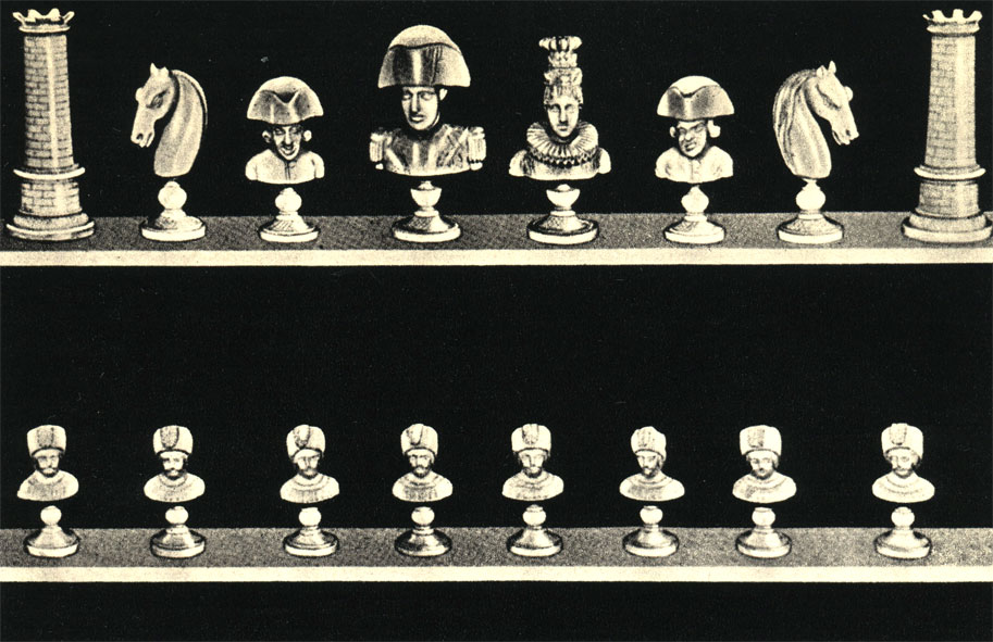 Шахматы из слоновой кости эпохи Наполеона. Противник императора - Веллингтон. Собрание А. Хаммонда