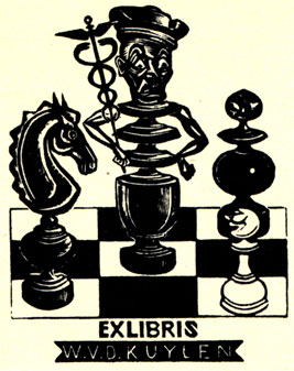 Два экслибриса голландских шахматных библиофилов: по эскизу Стуйвента
