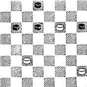 №593. Хейф - Каплан 13-е первенство СССР, 1951 (Цвет шашек изменен). Ничья