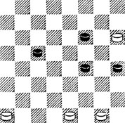 №642. Каплан - Б. Блиндер 14-е первенство СССР, 1952 (Цвет шашек изменен). Ничья