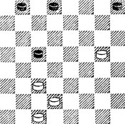 №683. Из партии Балжаларский - Веретэ (З. Цирик. 'Русские шашки', 1953). Ход черных. Белые выигрывают