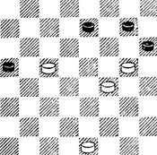 №751. Коврижкин - Глезер (З. Цирик. 'Русские шашки', 1953). Ход черных. Белые выигрывают